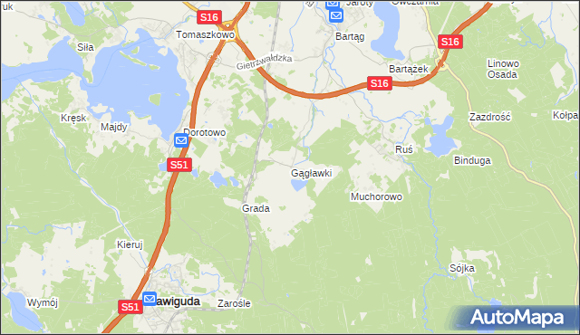 mapa Gągławki, Gągławki na mapie Targeo