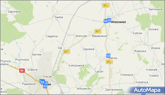 mapa Gajowice, Gajowice na mapie Targeo