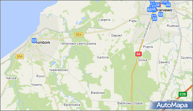 mapa Garbina, Garbina na mapie Targeo