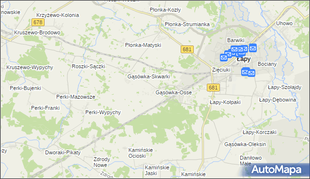 mapa Gąsówka-Osse, Gąsówka-Osse na mapie Targeo