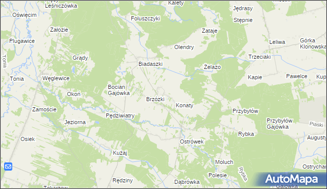 mapa Gąszcze, Gąszcze na mapie Targeo