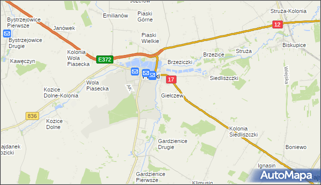 mapa Giełczew gmina Piaski, Giełczew gmina Piaski na mapie Targeo