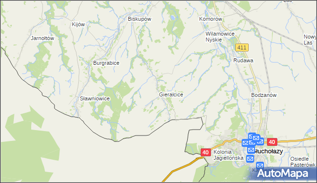 mapa Gierałcice gmina Głuchołazy, Gierałcice gmina Głuchołazy na mapie Targeo