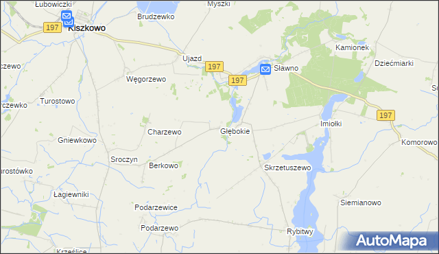 mapa Głębokie gmina Kiszkowo, Głębokie gmina Kiszkowo na mapie Targeo