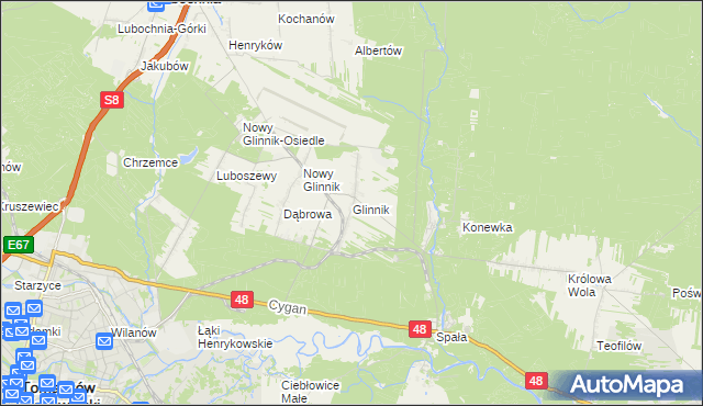 mapa Glinnik gmina Lubochnia, Glinnik gmina Lubochnia na mapie Targeo