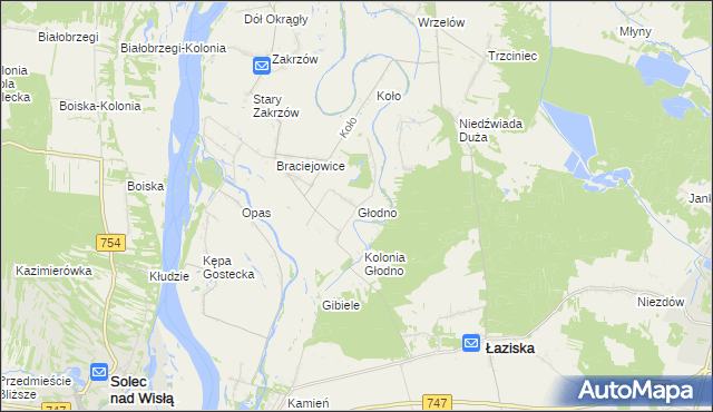 mapa Głodno gmina Łaziska, Głodno gmina Łaziska na mapie Targeo