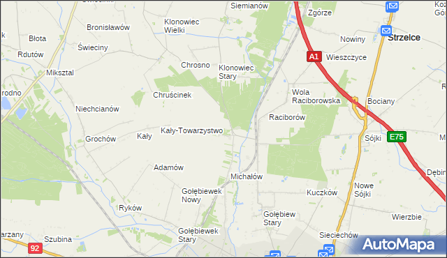 mapa Głogowiec gmina Kutno, Głogowiec gmina Kutno na mapie Targeo