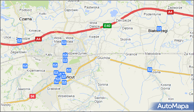 mapa Głuchów gmina Łańcut, Głuchów gmina Łańcut na mapie Targeo