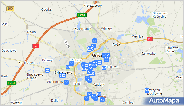 mapa Gniezna, Gniezno na mapie Targeo