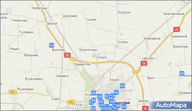 mapa Gnojno gmina Inowrocław, Gnojno gmina Inowrocław na mapie Targeo