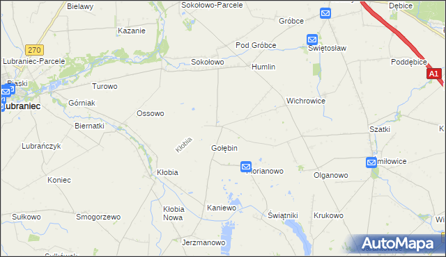 mapa Gołębin-Parcele, Gołębin-Parcele na mapie Targeo