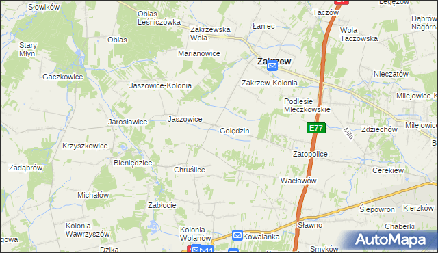 mapa Golędzin, Golędzin na mapie Targeo