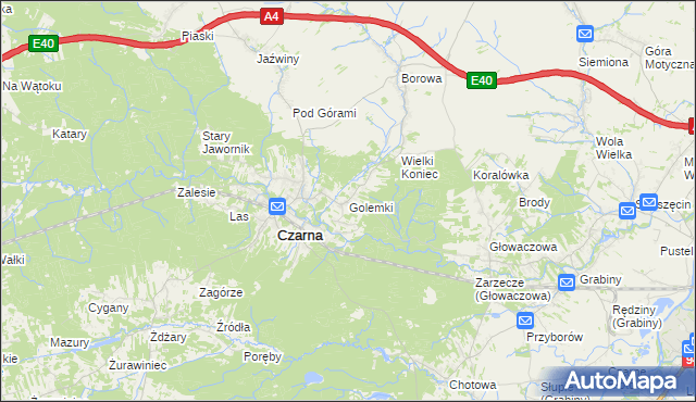 mapa Golemki, Golemki na mapie Targeo