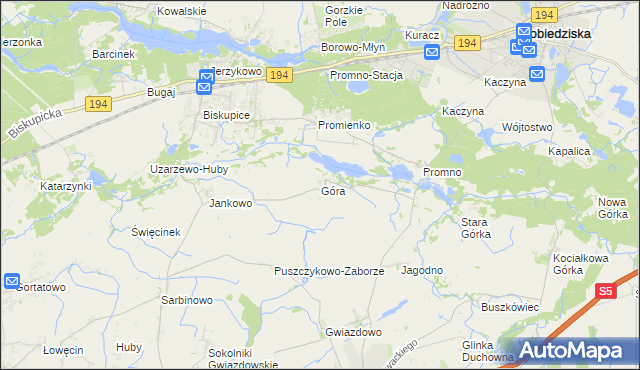 mapa Góra gmina Pobiedziska, Góra gmina Pobiedziska na mapie Targeo