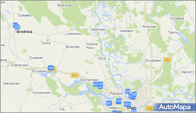 mapa Góra gmina Śrem, Góra gmina Śrem na mapie Targeo