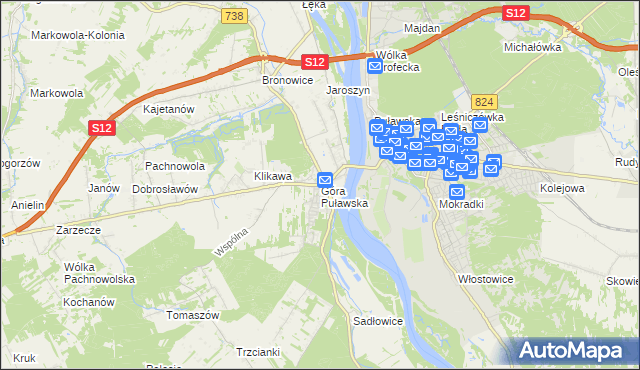 mapa Góra Puławska, Góra Puławska na mapie Targeo