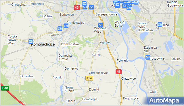 mapa Górki gmina Prószków, Górki gmina Prószków na mapie Targeo