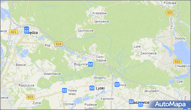 mapa Górki Śląskie, Górki Śląskie na mapie Targeo