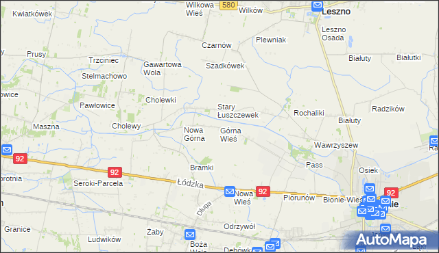 mapa Górna Wieś gmina Błonie, Górna Wieś gmina Błonie na mapie Targeo