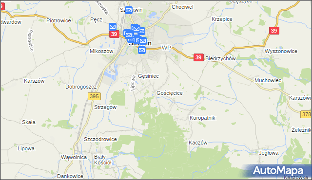 mapa Gościęcice, Gościęcice na mapie Targeo