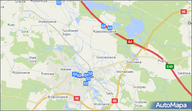 mapa Gościejowice, Gościejowice na mapie Targeo
