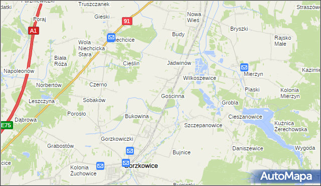 mapa Gościnna, Gościnna na mapie Targeo