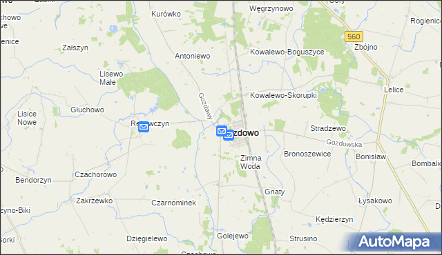 mapa Gozdowo powiat sierpecki, Gozdowo powiat sierpecki na mapie Targeo