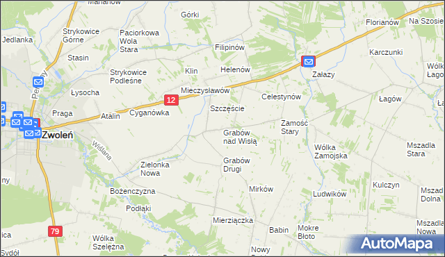 mapa Grabów nad Wisłą, Grabów nad Wisłą na mapie Targeo