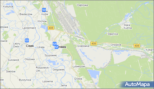 mapa Grabówka gmina Bierawa, Grabówka gmina Bierawa na mapie Targeo