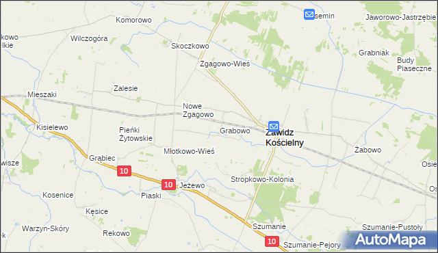 mapa Grabowo gmina Zawidz, Grabowo gmina Zawidz na mapie Targeo