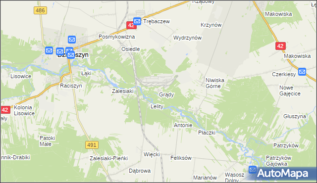 mapa Grądy-Łazy, Grądy-Łazy na mapie Targeo