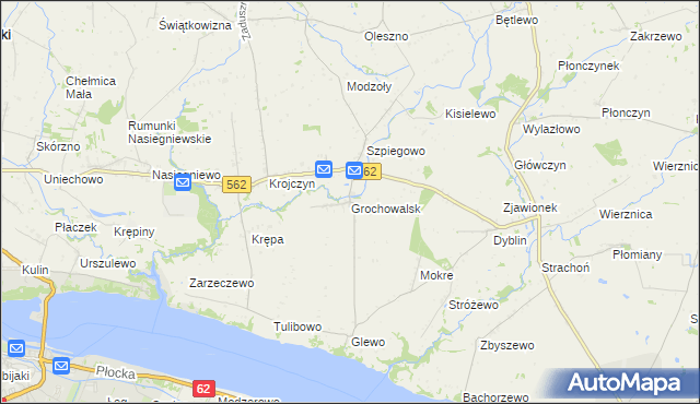 mapa Grochowalsk, Grochowalsk na mapie Targeo
