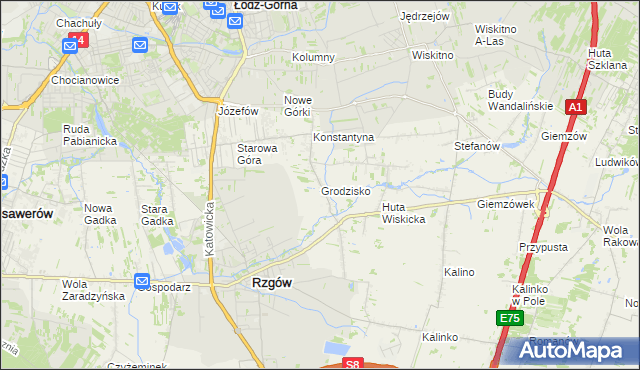 mapa Grodzisko gmina Rzgów, Grodzisko gmina Rzgów na mapie Targeo