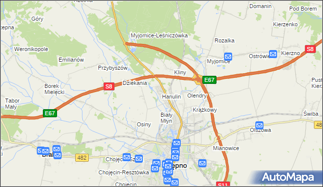 mapa Hanulin, Hanulin na mapie Targeo
