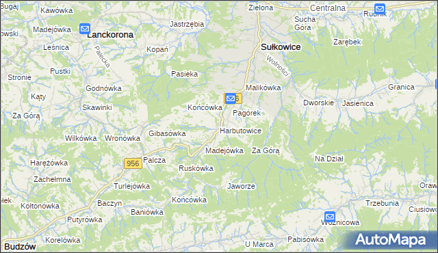 mapa Harbutowice gmina Sułkowice, Harbutowice gmina Sułkowice na mapie Targeo