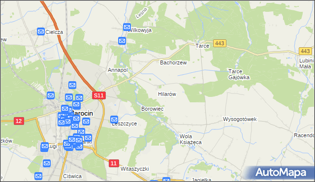 mapa Hilarów gmina Jarocin, Hilarów gmina Jarocin na mapie Targeo
