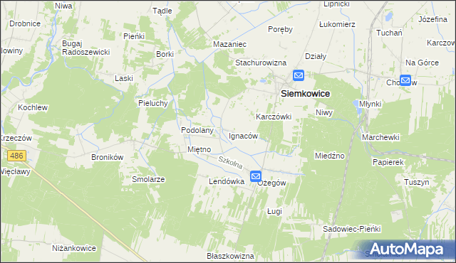 mapa Ignaców gmina Siemkowice, Ignaców gmina Siemkowice na mapie Targeo