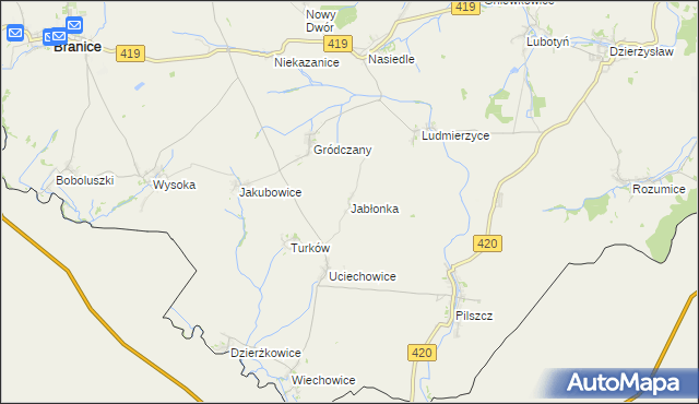 mapa Jabłonka gmina Branice, Jabłonka gmina Branice na mapie Targeo
