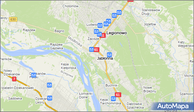 mapa Jabłonna powiat legionowski, Jabłonna powiat legionowski na mapie Targeo