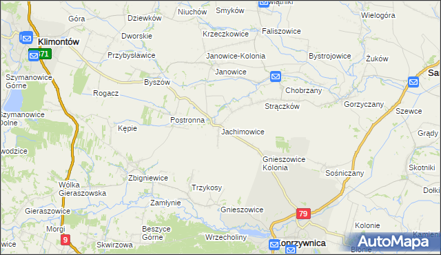 mapa Jachimowice, Jachimowice na mapie Targeo