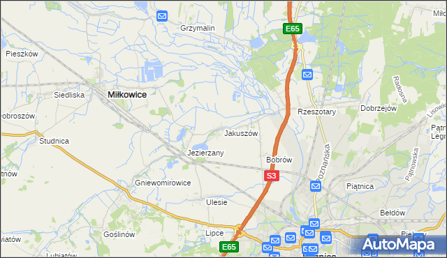 mapa Jakuszów, Jakuszów na mapie Targeo