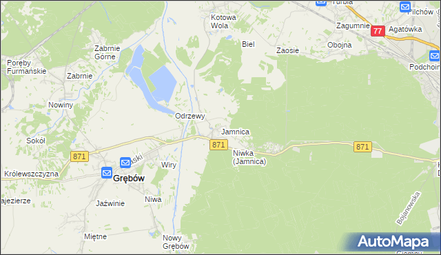 mapa Jamnica gmina Grębów, Jamnica gmina Grębów na mapie Targeo