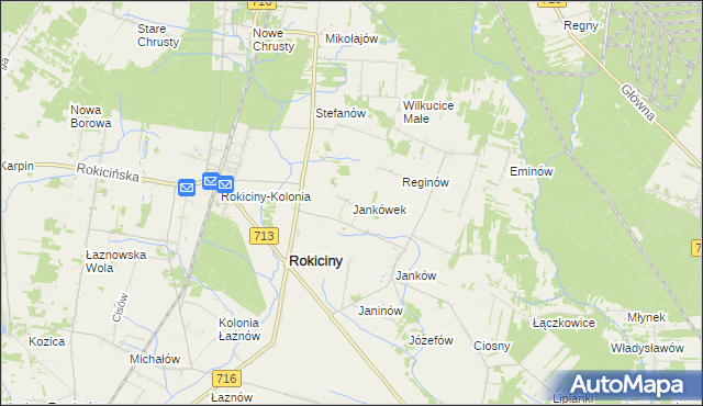 mapa Jankówek gmina Rokiciny, Jankówek gmina Rokiciny na mapie Targeo