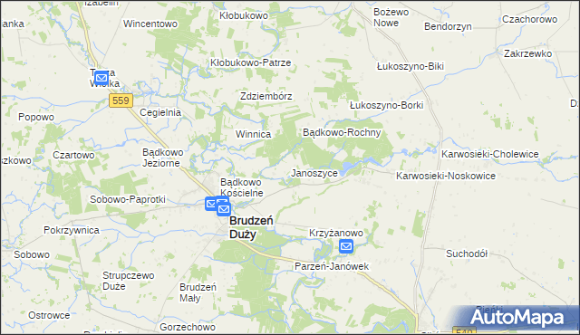 mapa Janoszyce, Janoszyce na mapie Targeo