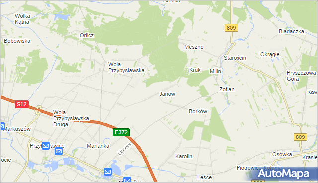 mapa Janów gmina Garbów, Janów gmina Garbów na mapie Targeo