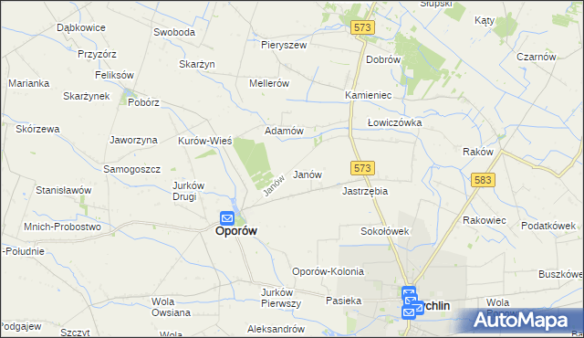 mapa Janów gmina Oporów, Janów gmina Oporów na mapie Targeo