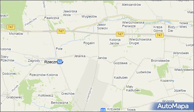 mapa Janów gmina Sienno, Janów gmina Sienno na mapie Targeo