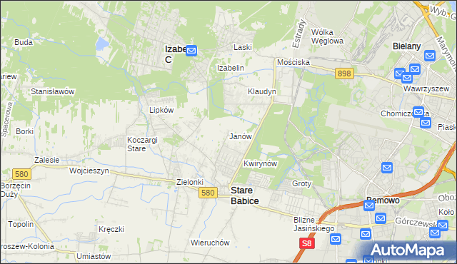 mapa Janów gmina Stare Babice, Janów gmina Stare Babice na mapie Targeo