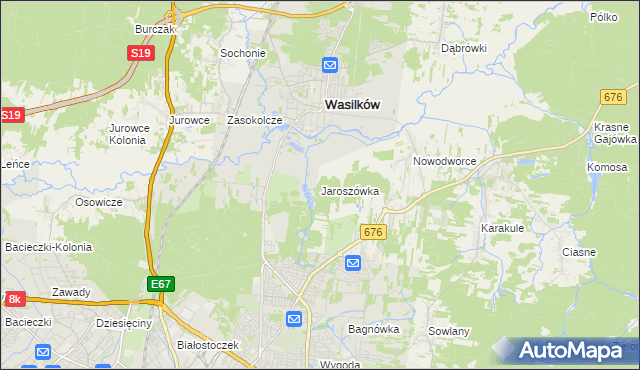 mapa Jaroszówka gmina Wasilków, Jaroszówka gmina Wasilków na mapie Targeo