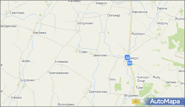mapa Jaworowo gmina Witkowo, Jaworowo gmina Witkowo na mapie Targeo